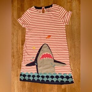 Mini Boden Pink and White Striped Shark Dress